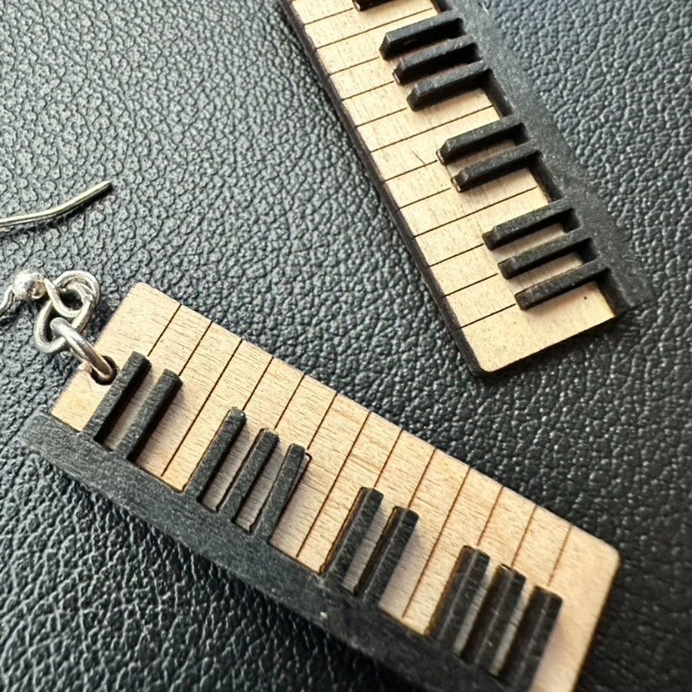 Piano Earrings Handmade New Keyboard Music Teacher Rock N Roll Country Jazz Keys - Picture 2 of 3